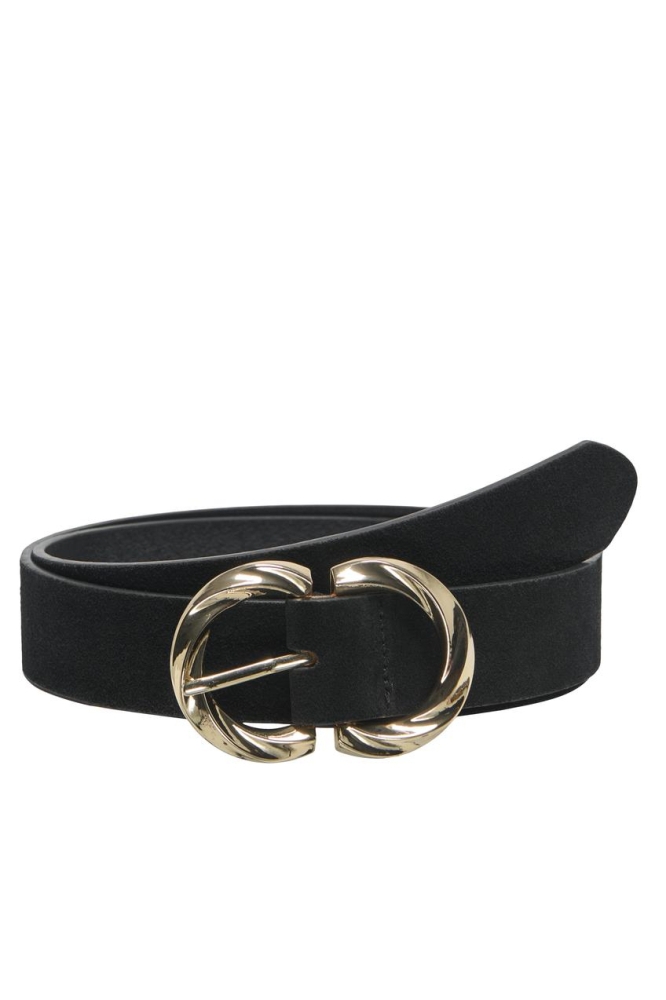 ONLFINE LEATHER JEANS BELT ACC 15312130 BLACK/GOLD METAL