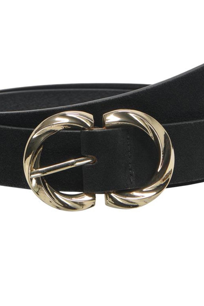 ONLFINE LEATHER JEANS BELT ACC 15312130 BLACK/GOLD METAL