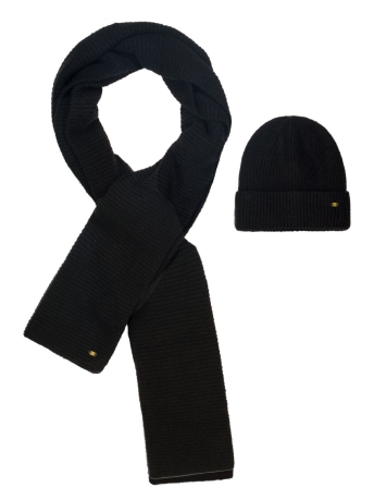 NO-EXCESS Accessoire RIB KNIT BEANIE AND SCARF SET 25950902 020 BLACK