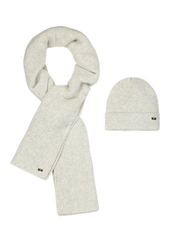 NO-EXCESS Accessoire RIB KNIT BEANIE AND SCARF SET 25950902 102 GREY MELANGE