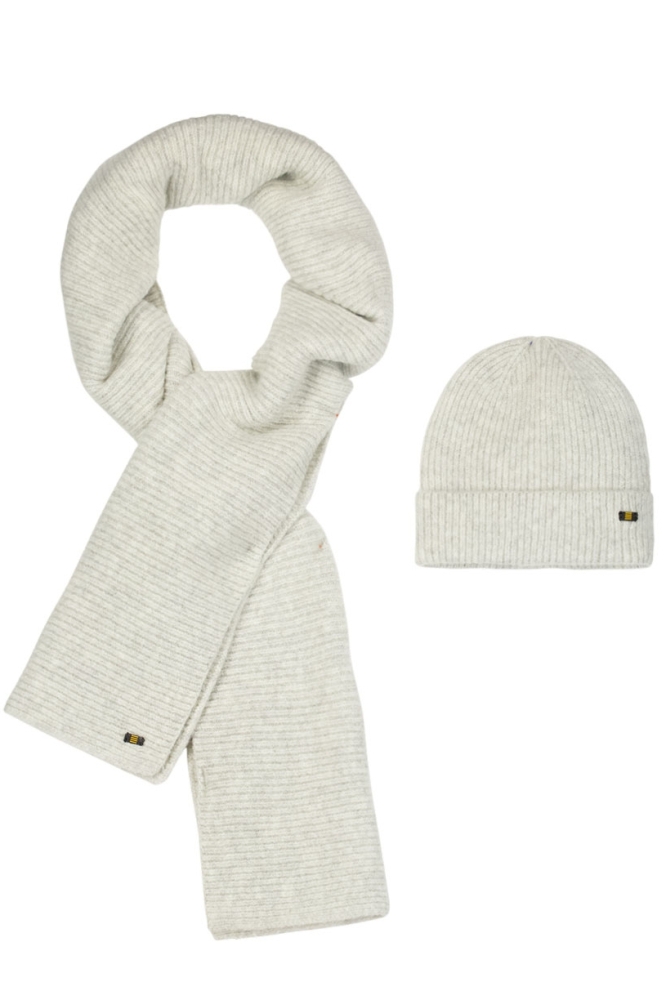 RIB KNIT BEANIE AND SCARF SET 25950902 102 GREY MELANGE