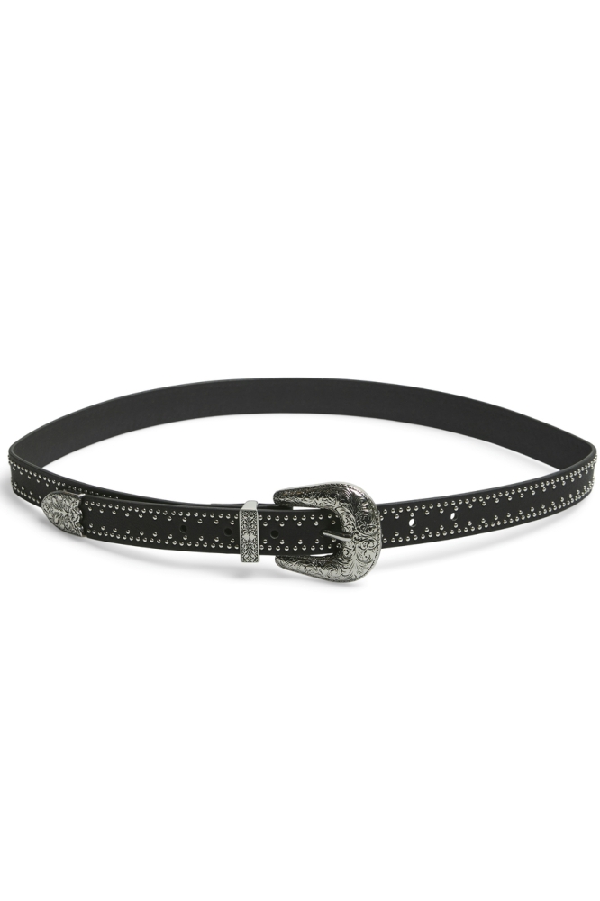 PCARRAN STUDDED WESTERN JEANS BELT 17149506 Black/Silver tri