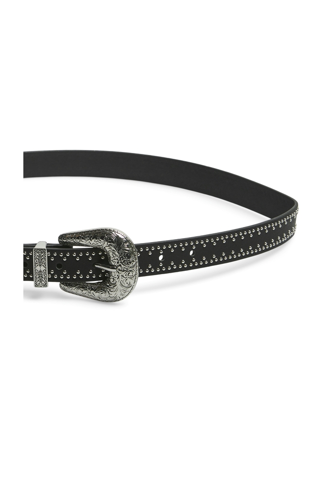 PCARRAN STUDDED WESTERN JEANS BELT 17149506 Black/Silver tri