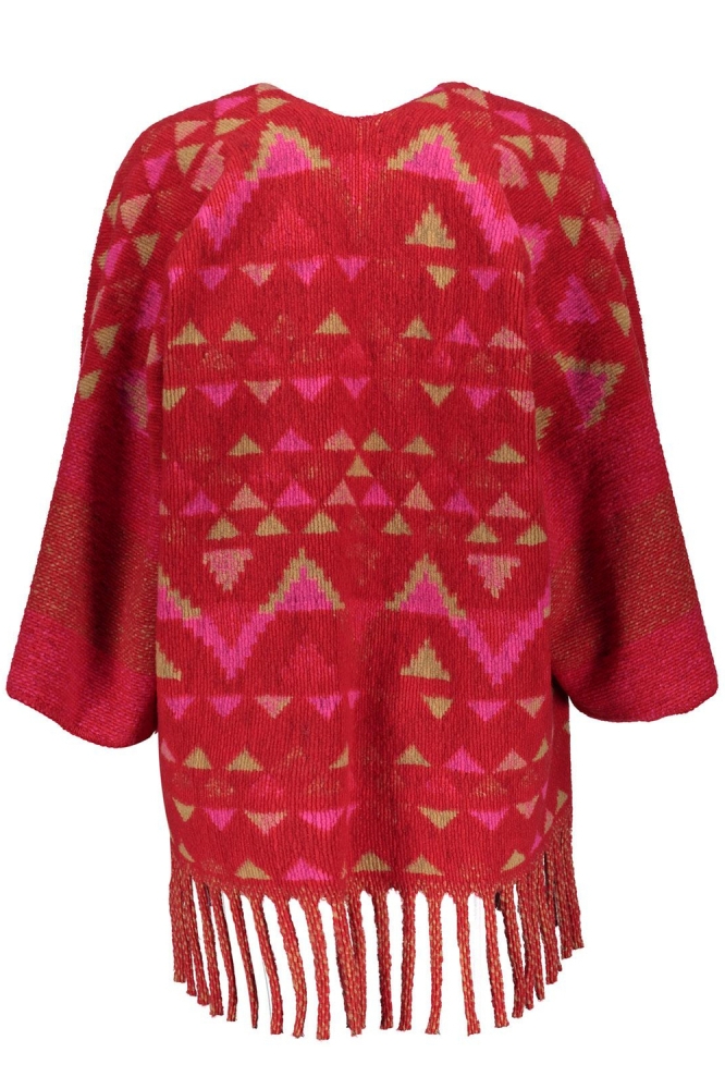 GEBREIDE PONCHO 44601 20 Red/Sand