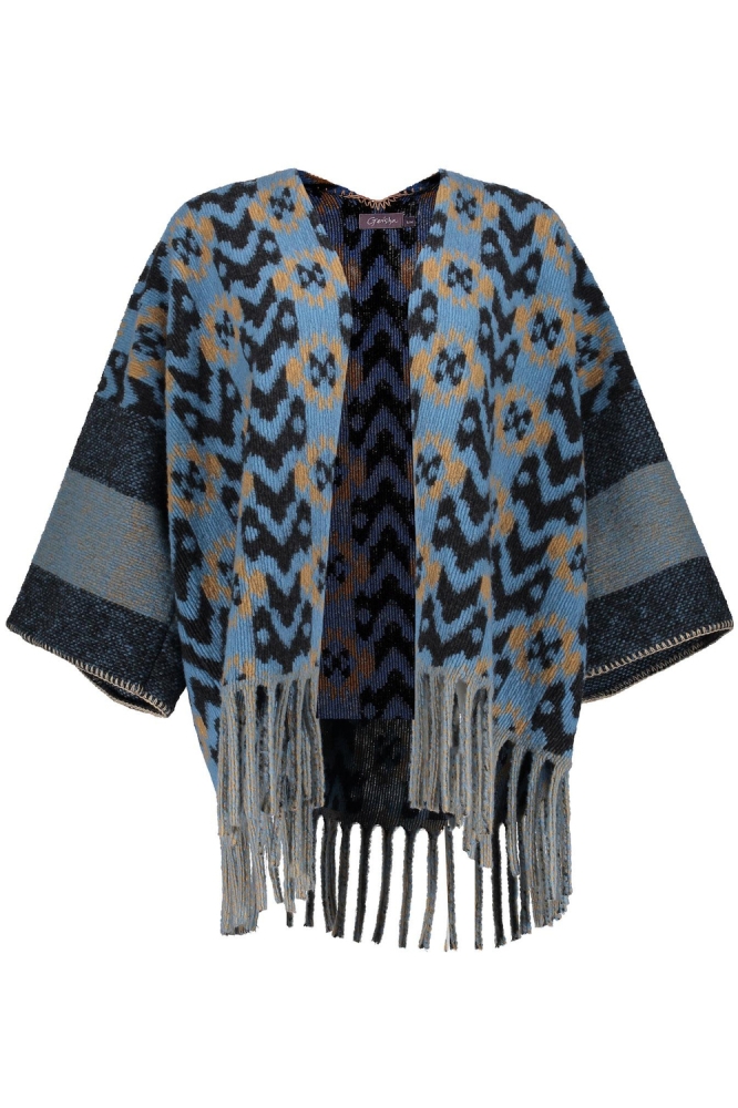 KLEURRIJKE PONCHO 44602 20 000950 ANTHRACITE/BLUE