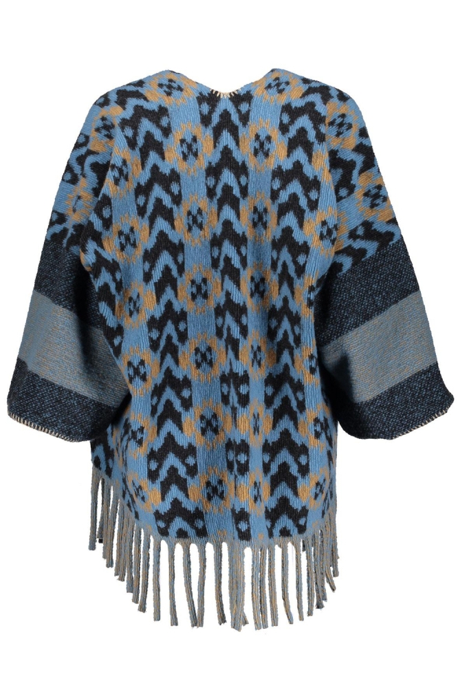 KLEURRIJKE PONCHO 44602 20 000950 ANTHRACITE/BLUE