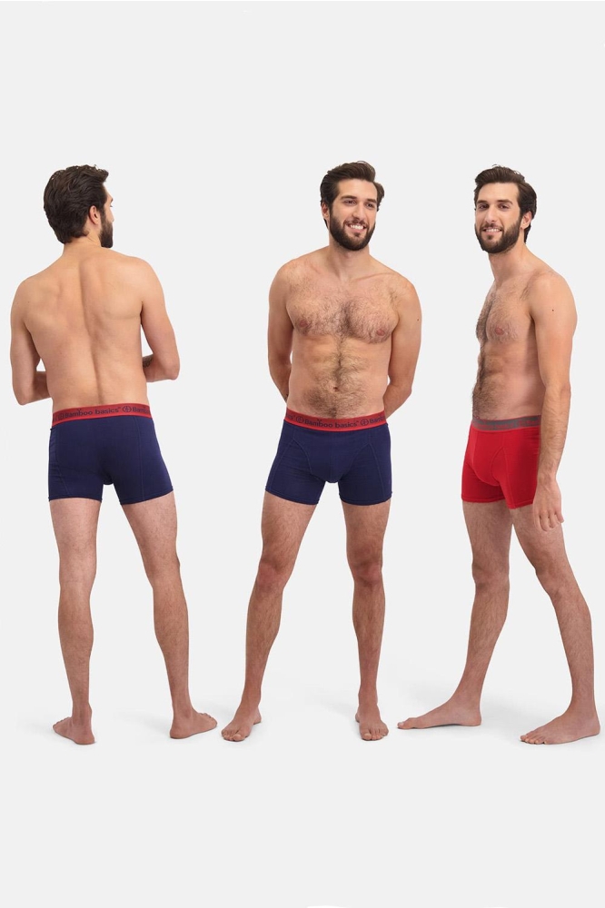 MENS BB KNITTED BOXERSHORTS 3P RICO 019 RED/NAVY/NAVY