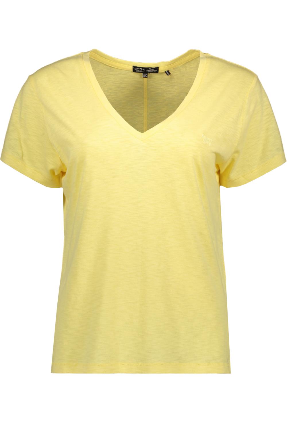 w1011181a tee vee emb slub t-shirt qlc superdry pale yellow studios