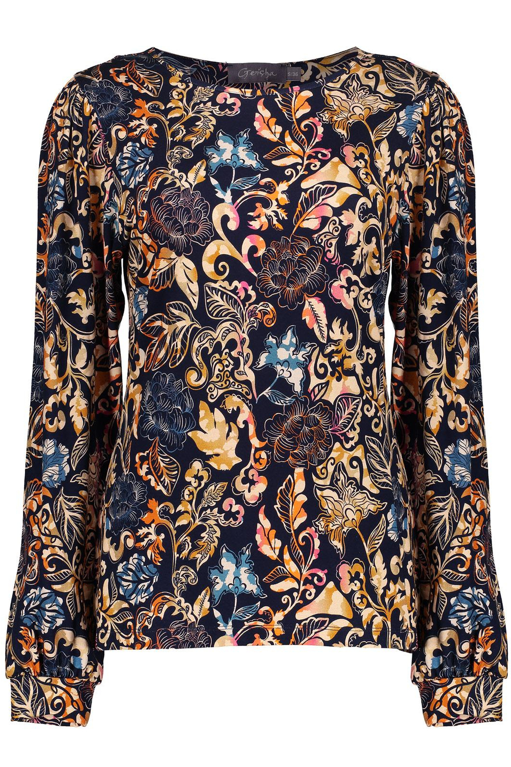 Top Met Paisley Print 32584 60 Geisha Blouse Navy/orange/cinnamon