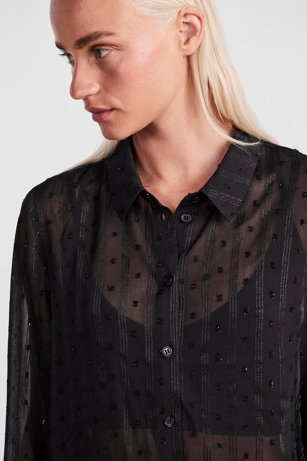 pcsylla ls glitter shirt 17144195 pieces blouse black/stripes w