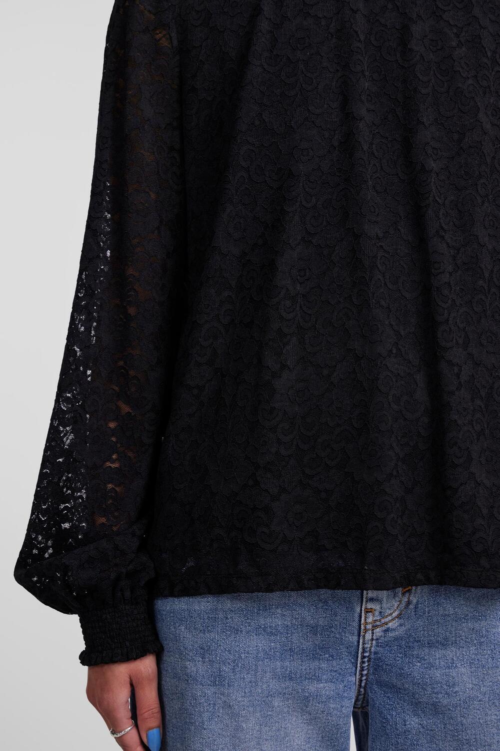 pcfauna ls lace top 17145350 pieces blouse black