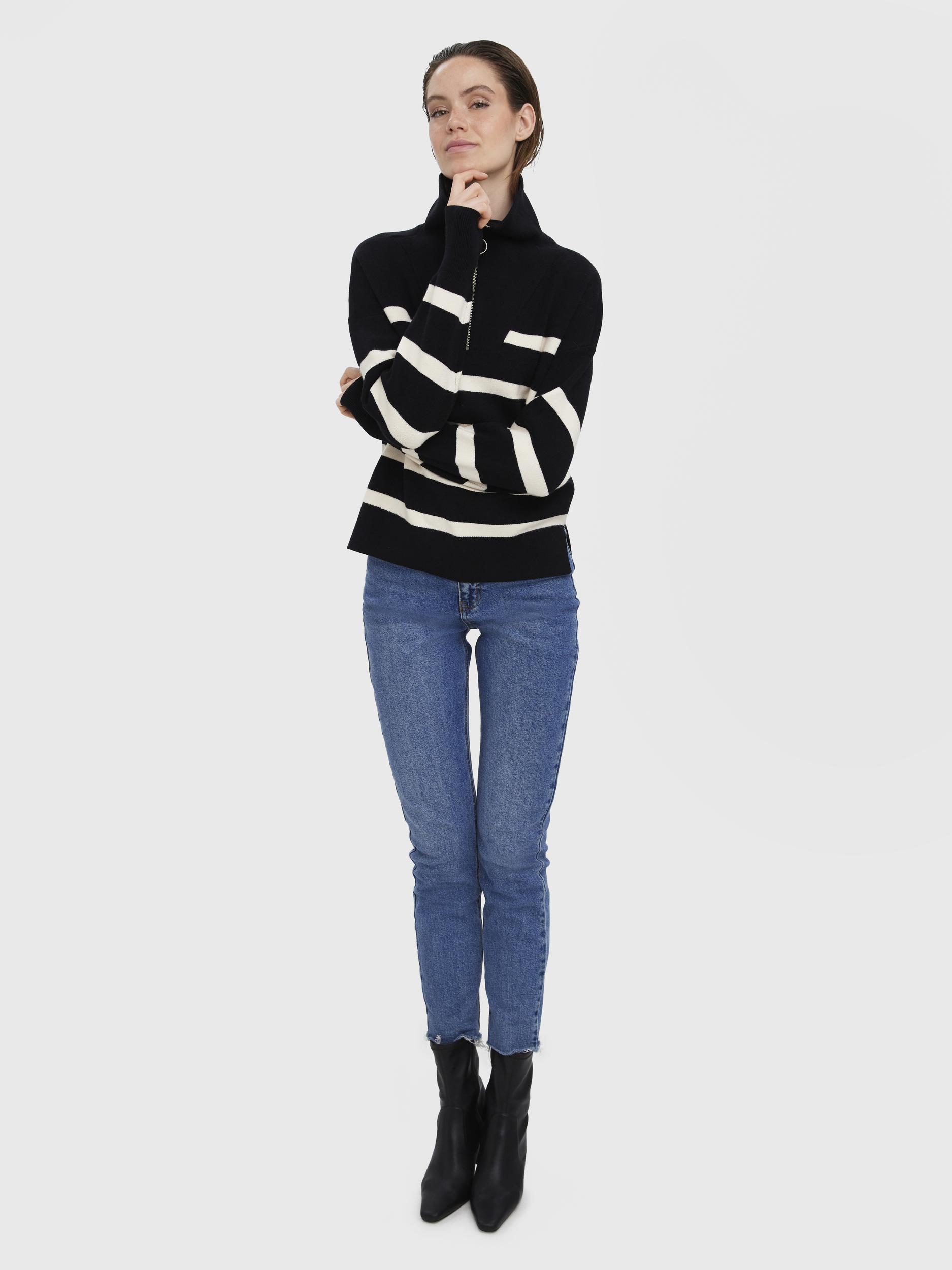 vmsaba stripe ls highneck blouse ga 10269246 vero moda trui black