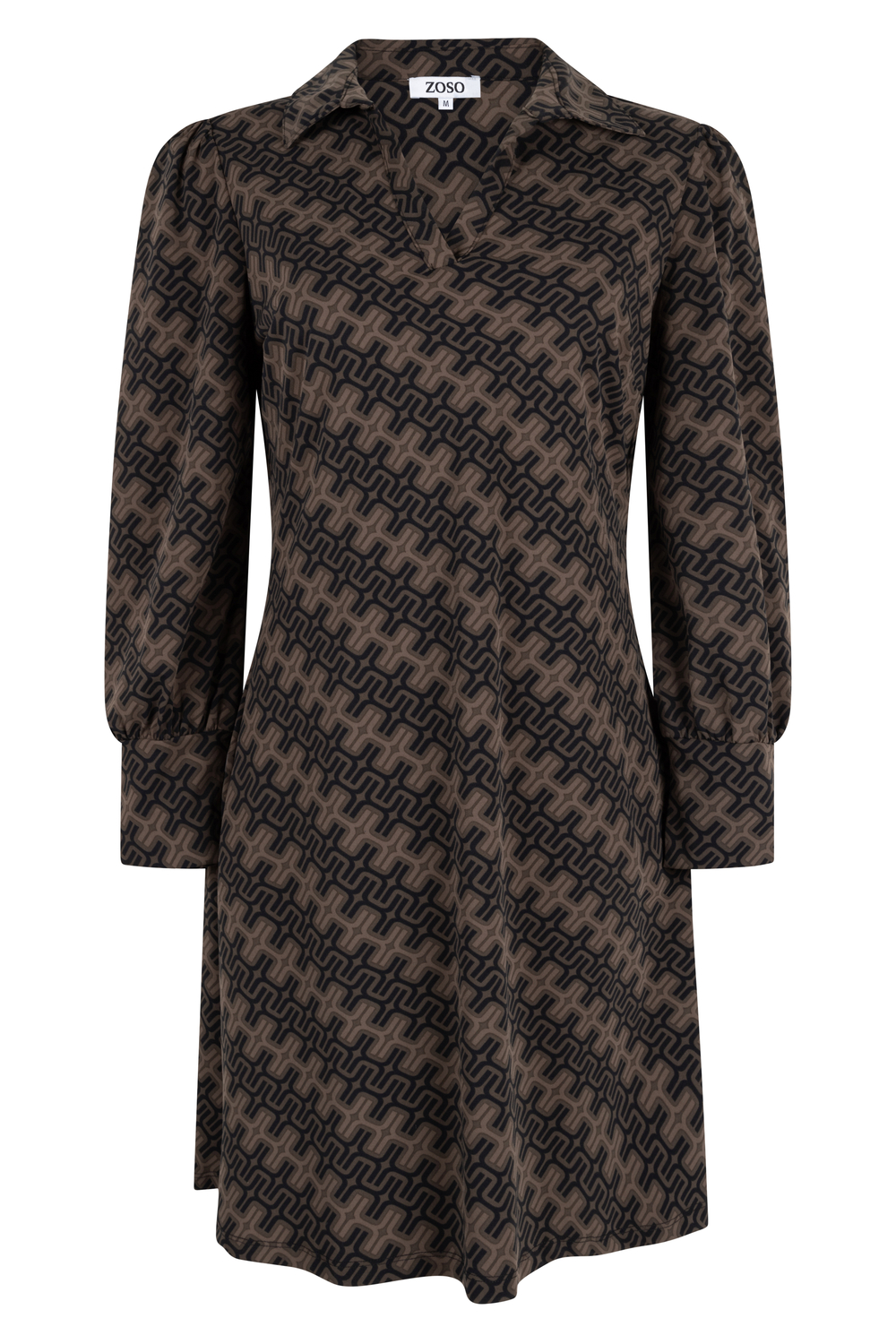 printed travel dress 235 annelies zoso jurk 0142 brown black