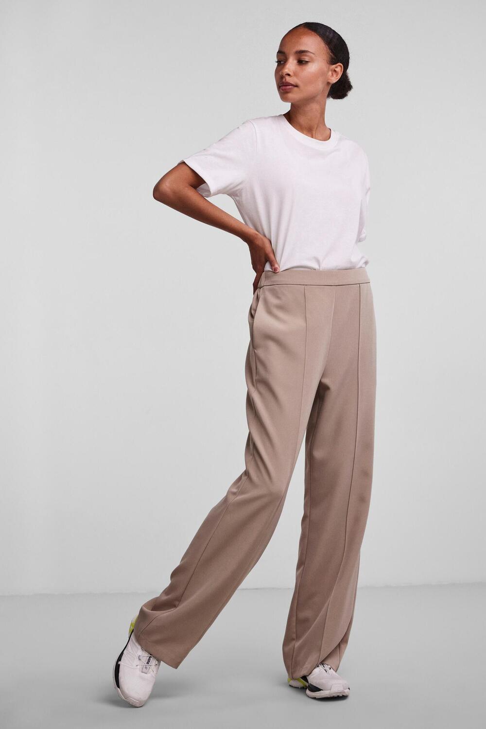 Pcbossy Hw Wide Pants Noos 17113859 Pieces Broek Silver Mink